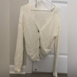 Loose cropped knit off-white cardigan